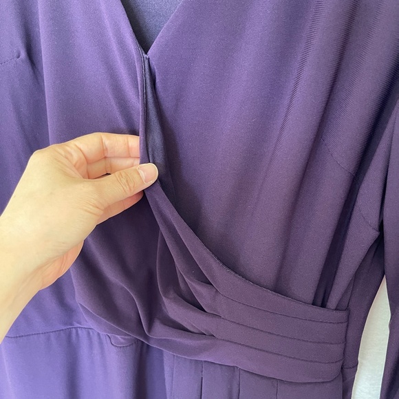 Eliza J Royal Collection Long Sleeve V Neck Mini Dress Stretch Purple - Picture 3 of 13